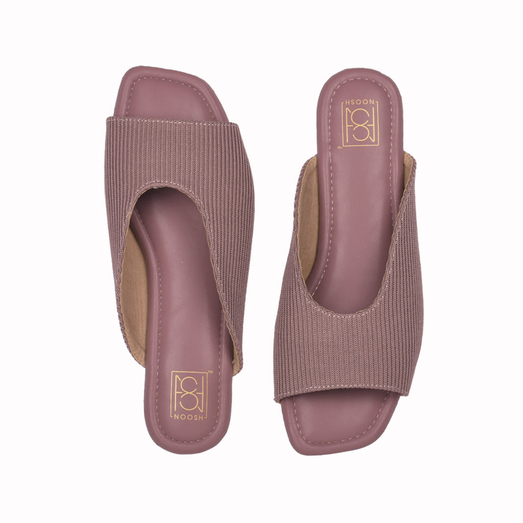 noosh mauve color cords premium vegan textile handcrafted women fashion casual and formal peep toe slippers sandals with soft cushion dual layer kooshcomfort insole and flexible rubber sole footwear. Comfortable, breathable, sustainable and eco-friendly