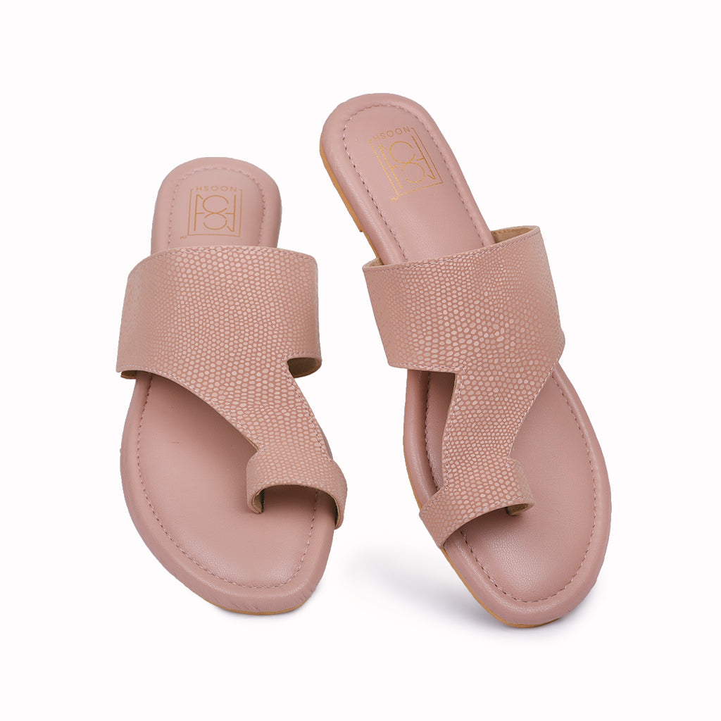 Noosh pink color premium vegan leather handcrafted women fashion casual and formal dew toe ring  slippers sandals with soft cushion dual layer kooshcomfort insole and flexible rubber sole footwear. Comfortable, breathable, sustainable and eco-friendly