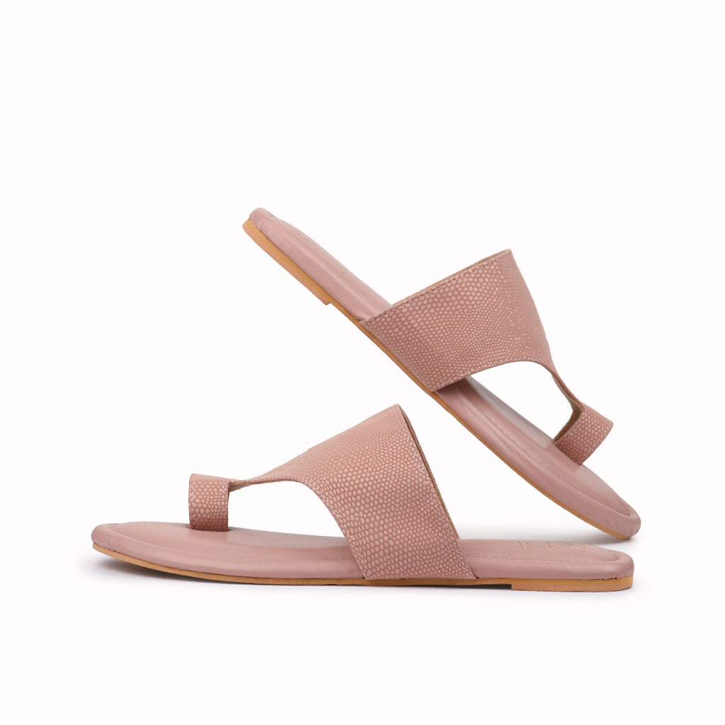 Noosh pink color premium vegan leather handcrafted women fashion casual and formal dew toe ring  slippers sandals with soft cushion dual layer kooshcomfort insole and flexible rubber sole footwear. Comfortable, breathable, sustainable and eco-friendly
