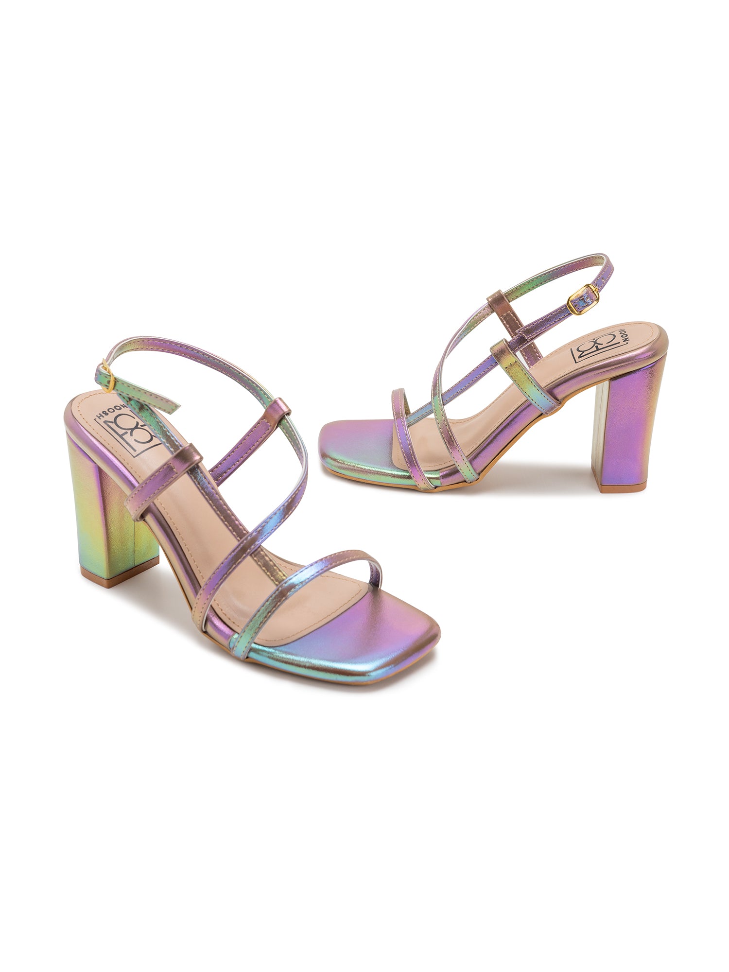 Signature Iridescent Strap Heels Purple - Main Image