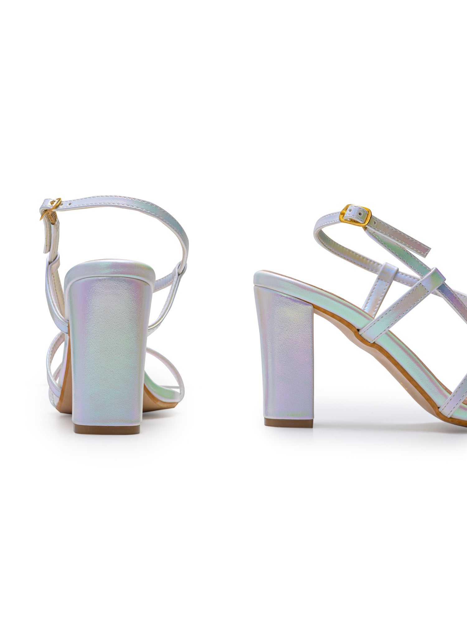 White iridescent heels cheap