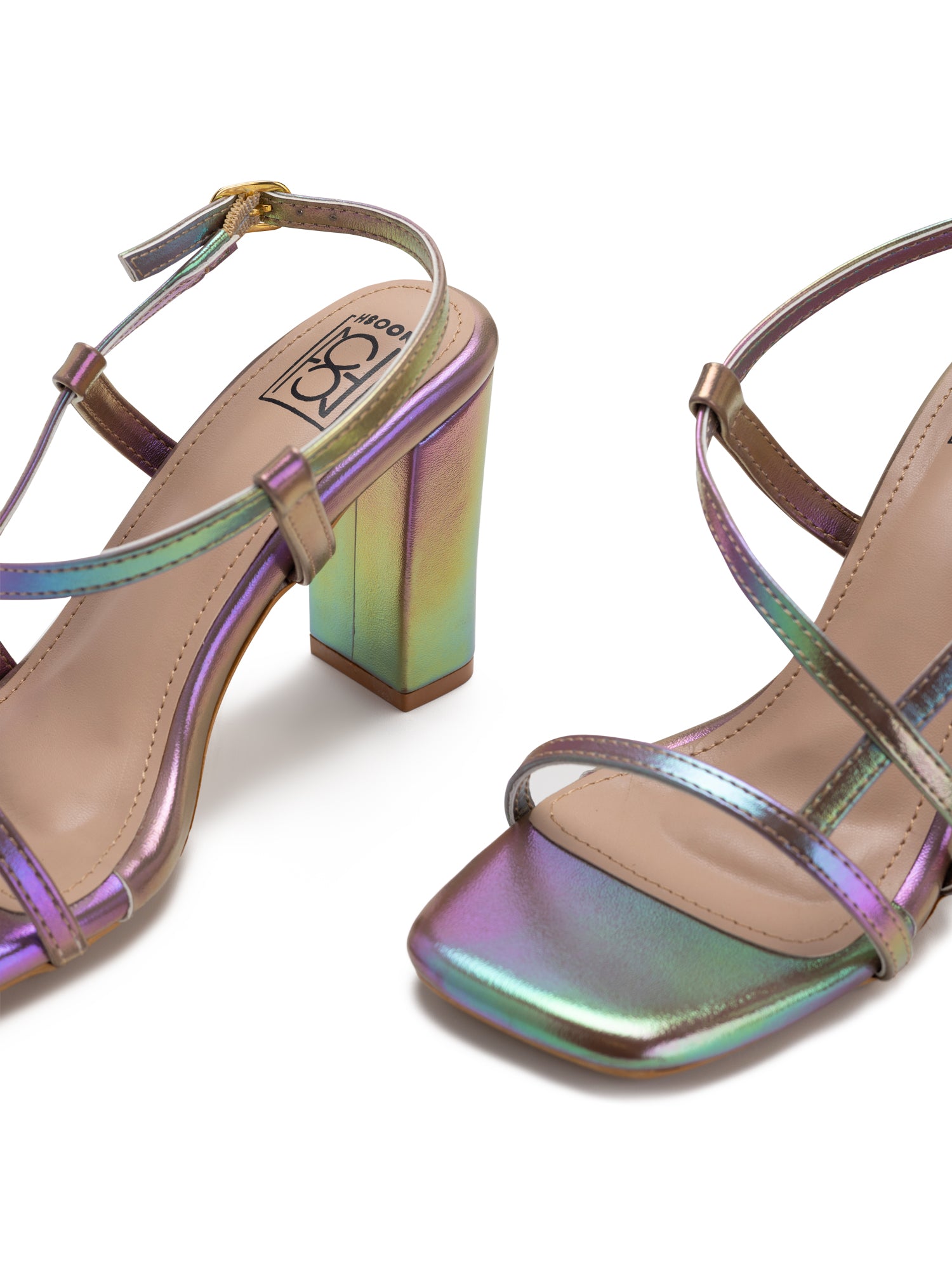 Iridescent block heels outlet
