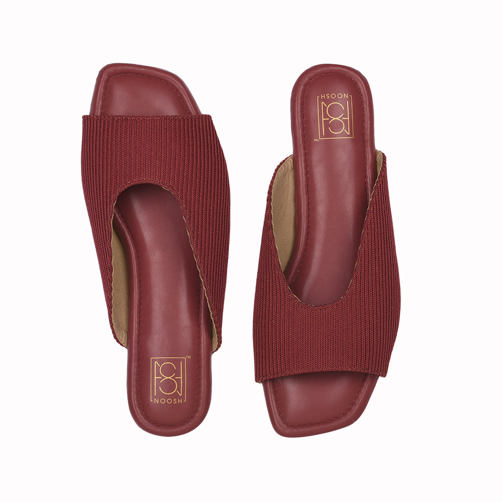 noosh mauve color cords premium vegan textile handcrafted women fashion casual and formal peep toe slippers sandals with soft cushion dual layer kooshcomfort insole and flexible rubber sole footwear. Comfortable, breathable, sustainable and eco-friendly