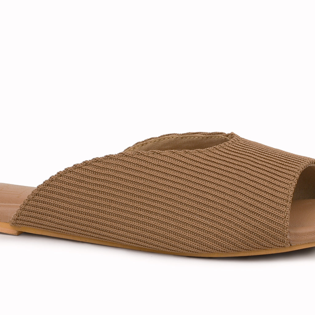 noosh tan color cords premium vegan textile handcrafted women fashion casual and formal peep toe slippers sandals with soft cushion dual layer kooshcomfort insole and flexible rubber sole footwear. Comfortable, breathable, sustainable and eco-friendly