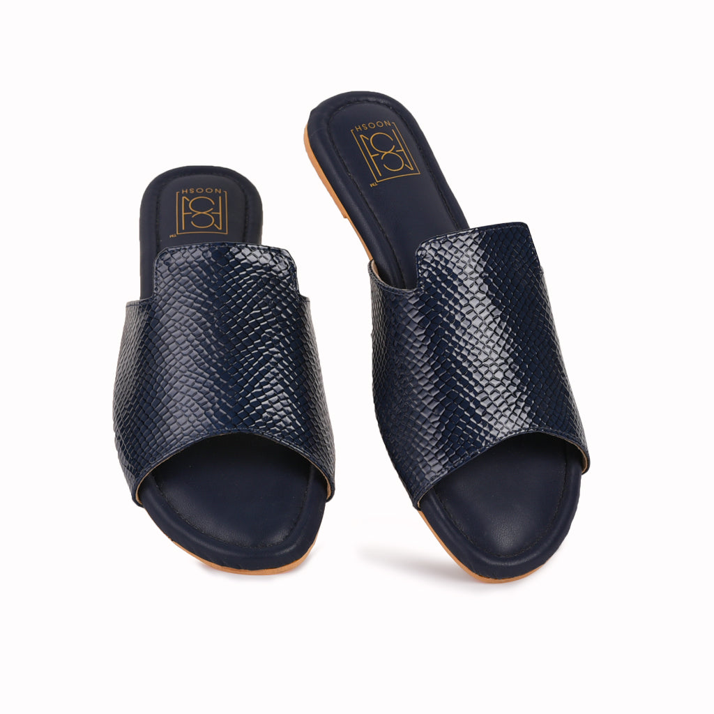 Black open shop toe slides