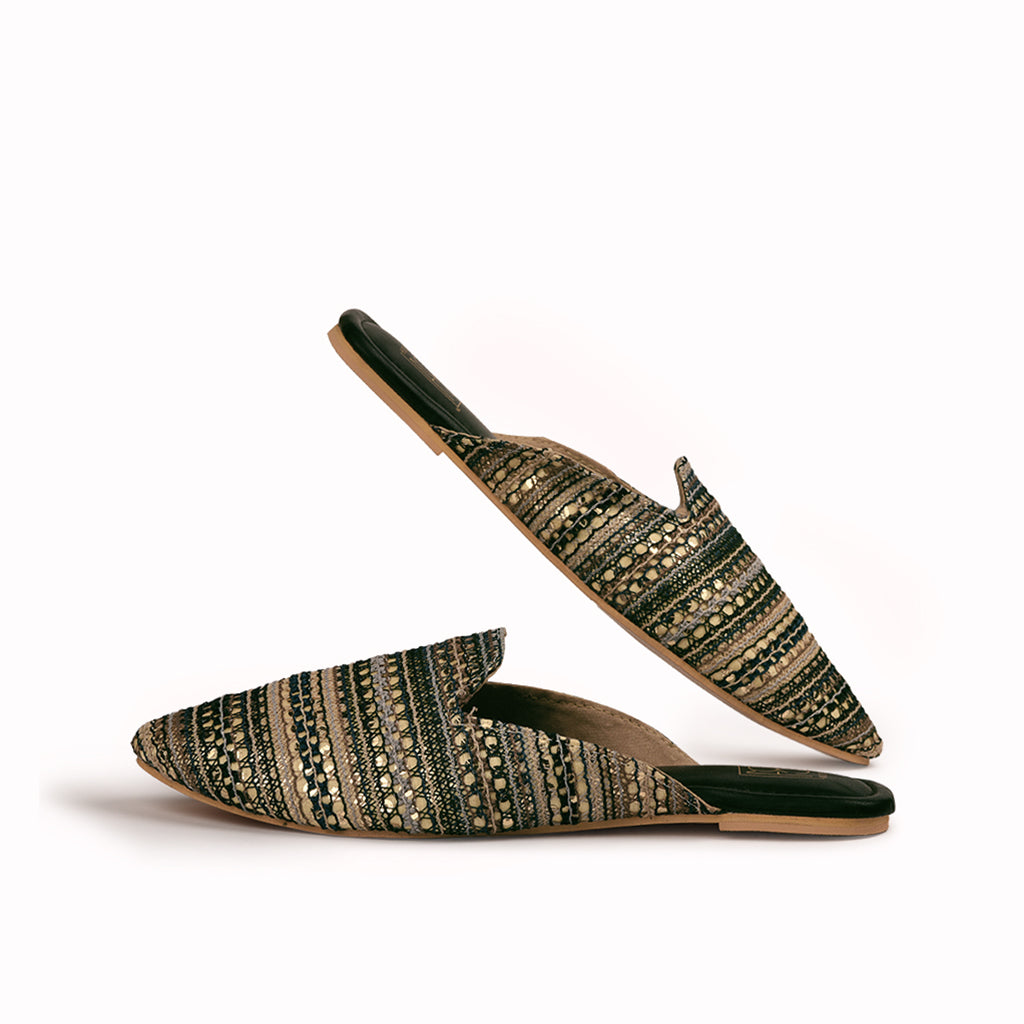 Woven backless sale slip on mules