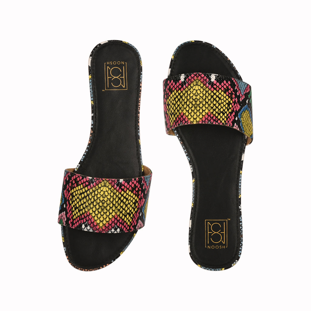 Multicolor new arrivals snakeskin slides