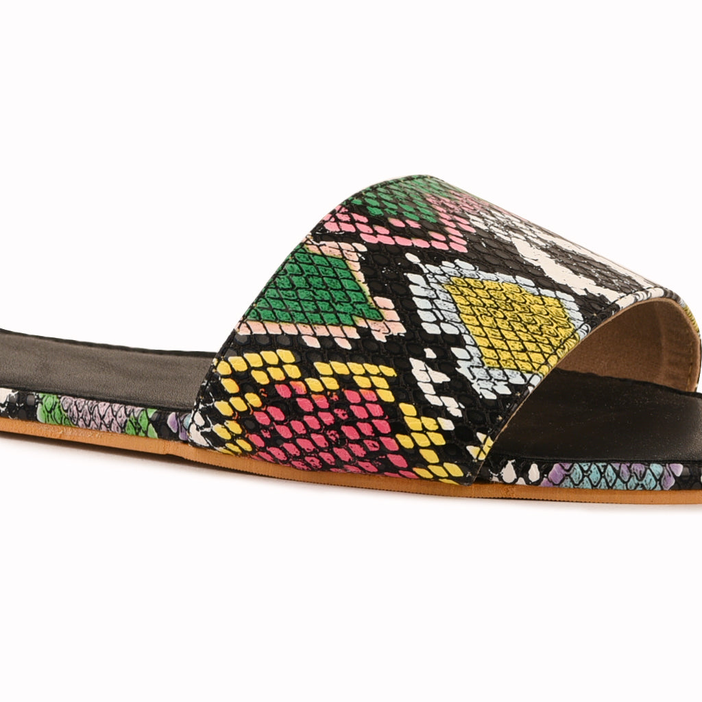 Multicolor snakeskin slides sale