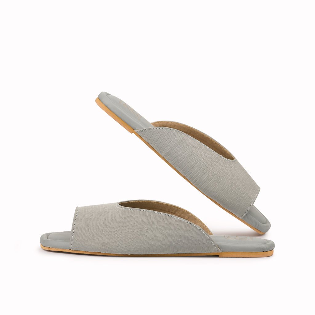 Vegan Texture Skin Peep Toe Slippers