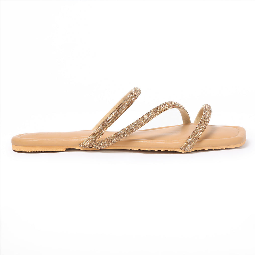Gold flat online slippers