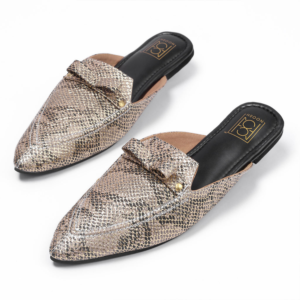 noosh-handcrafted-fashion-footwear-kooshcomfort-double-dual-cushion-comfort-comfortable-style-statement-metallic-embellished-pointed-mules-flats-vegan-leather-snake-skin-print-sustainable-wedding-wear-party-wear-online-shopping-permium-quality-comfort-style-heel-color-gold-rose-gold-black-silver-chic-luxury-organic-enviornment-friendly-indian-artisans-top-footwear-brands-best-brand